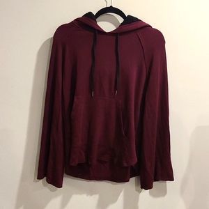 Splendid maroon soft hoodie with black sherpa inner hood